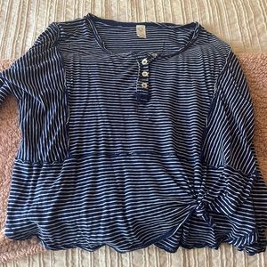 Free people blue and white one sleeve T-shirt